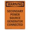 Signmission Safety Sign, OSHA WARNING, 10" Height, Secondary Power Source Generator, Portrait OS-WS-D-710-V-13521 - alternate 1